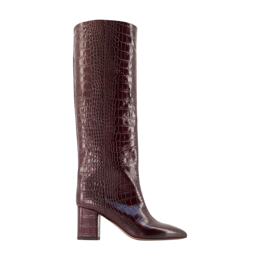Anja 70 Boots - Paris Texas Leather Burgundy Calfskin Shoes /