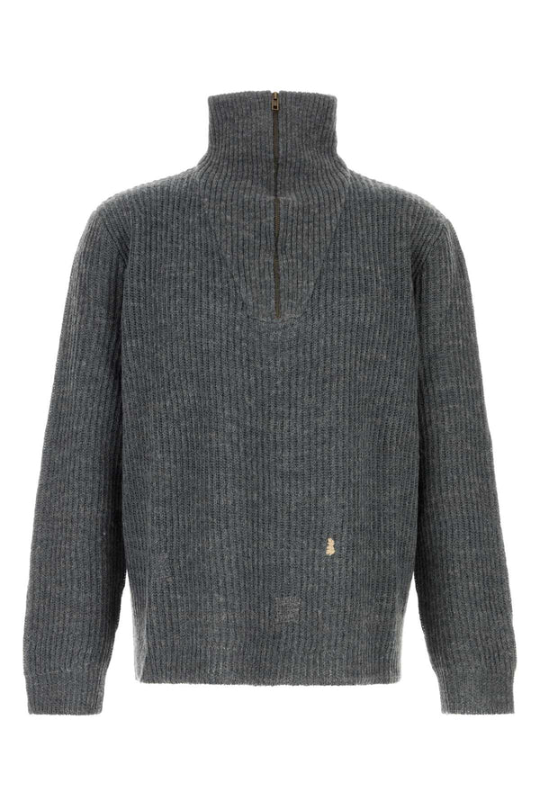Maison Margiela Ribbed Exterior: 67% Linen 33% Wool sweater in gray