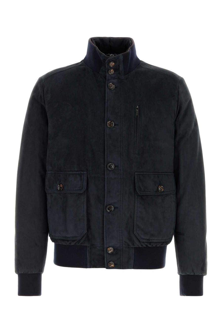 Navy Blue Suede Adelsio Down Jacket Blu Giubbini