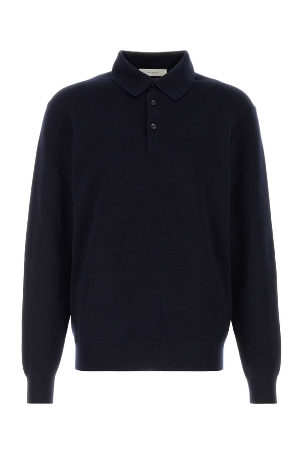Midnight Blue Cashmere Blend Polo Shirt Darknavy Exterior: Silk Maglieria