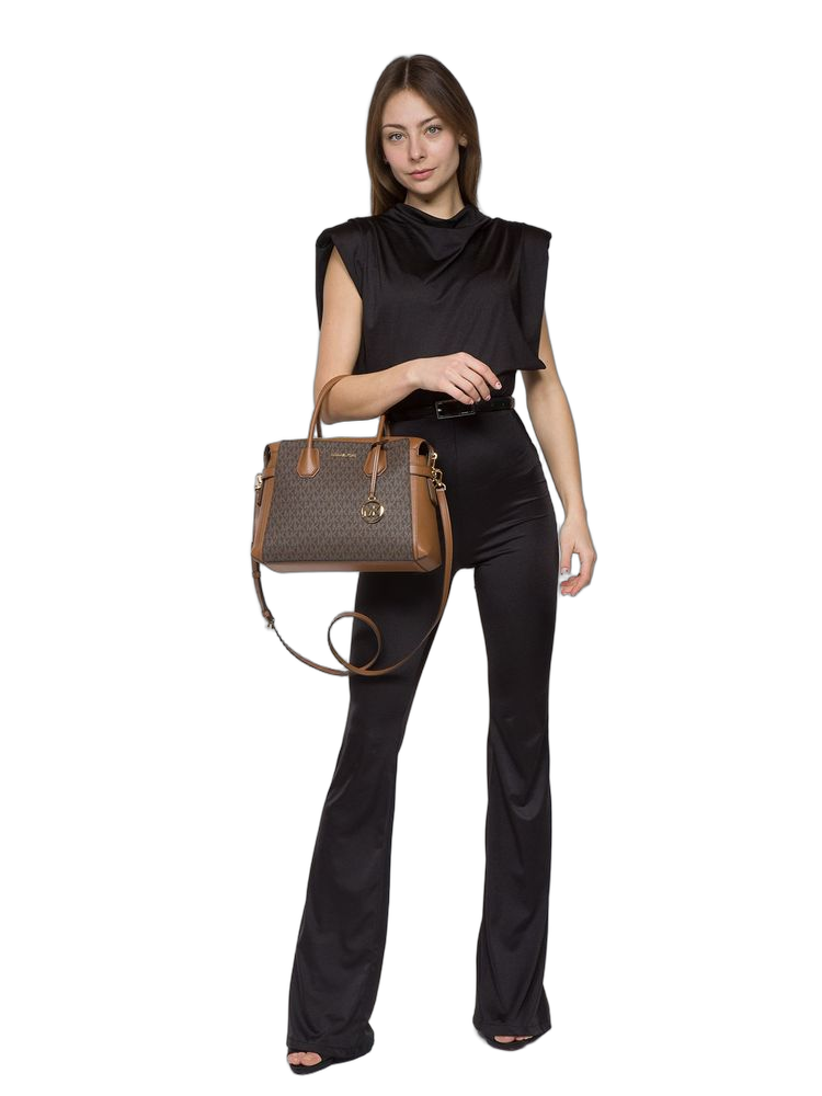 Michael Kors 49% Coated Canvas top handle bag in brown