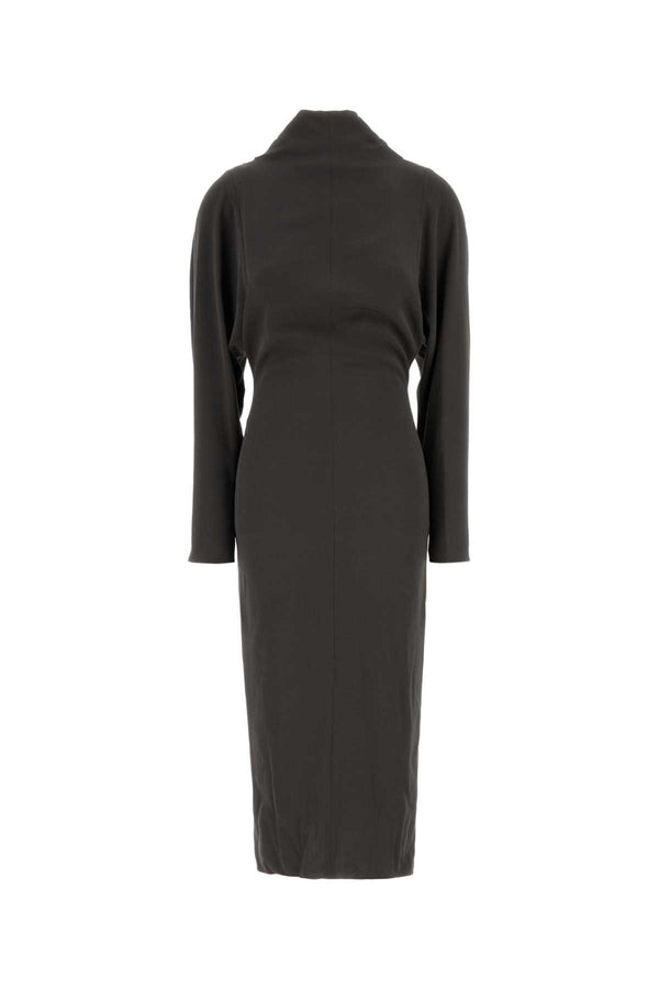 Dark Grey Stretch Crepe Dress Volcanic Glass Abiti
