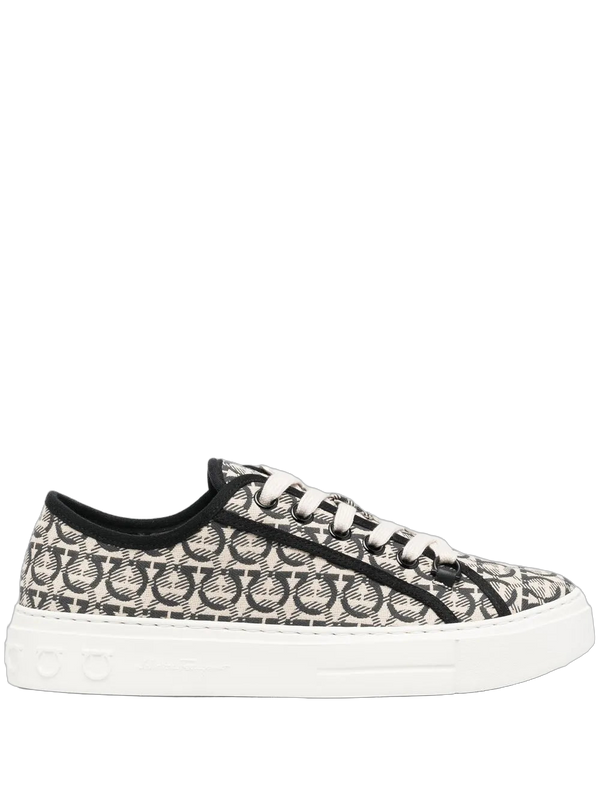 Ferragamo Canvas upper with branded insole; rubber sole sneaker in multicolor