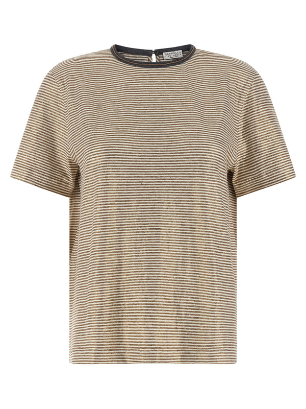 Brunello Cucinelli 96% linen t-shirt in multicolor