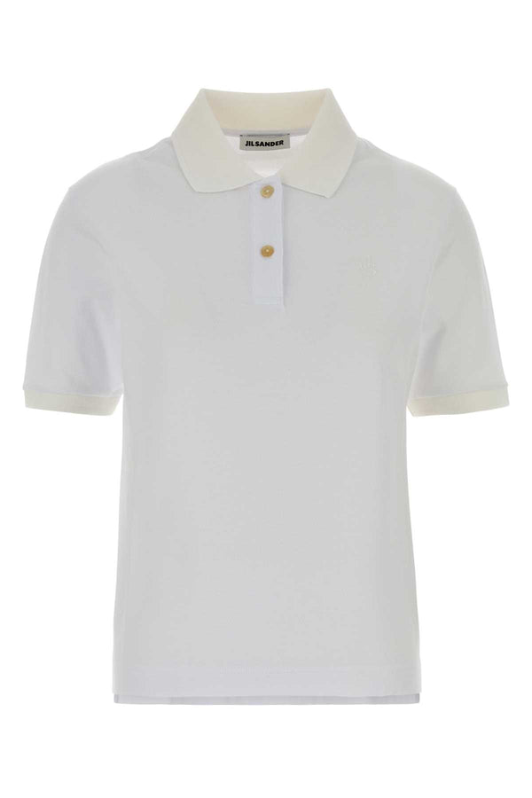 White Piquet Polo Shirt 100 Exterior: Cotton