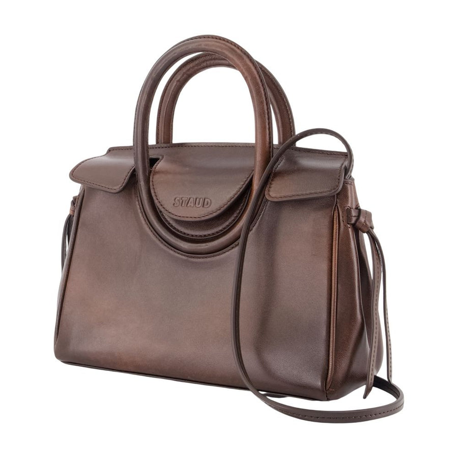 Staud Lambskin top handle bag in brown