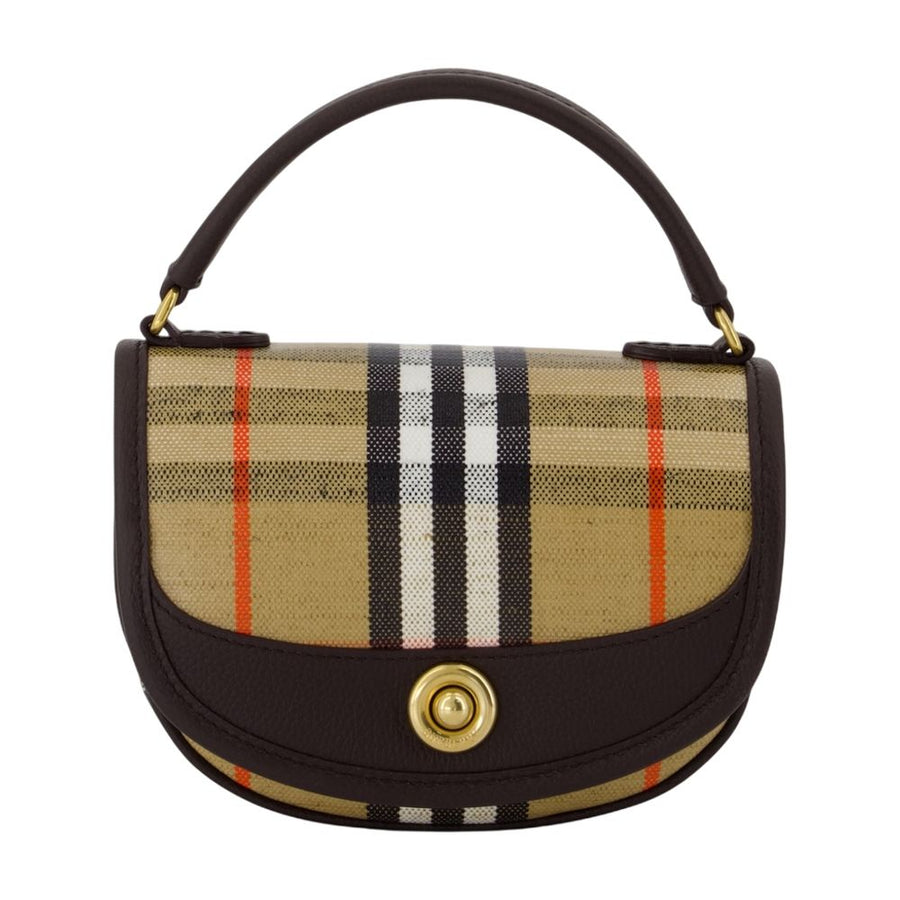 Burberry Cotton with leather trim shoulder bag in beige