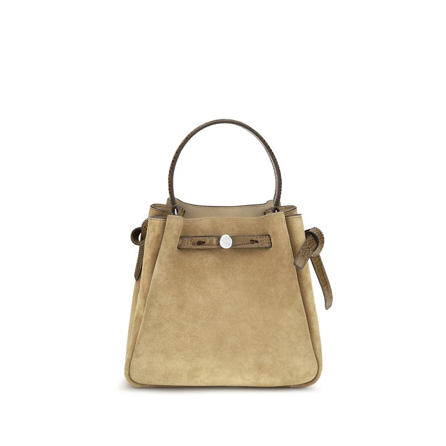 Beige Suede Leather Backet Bag