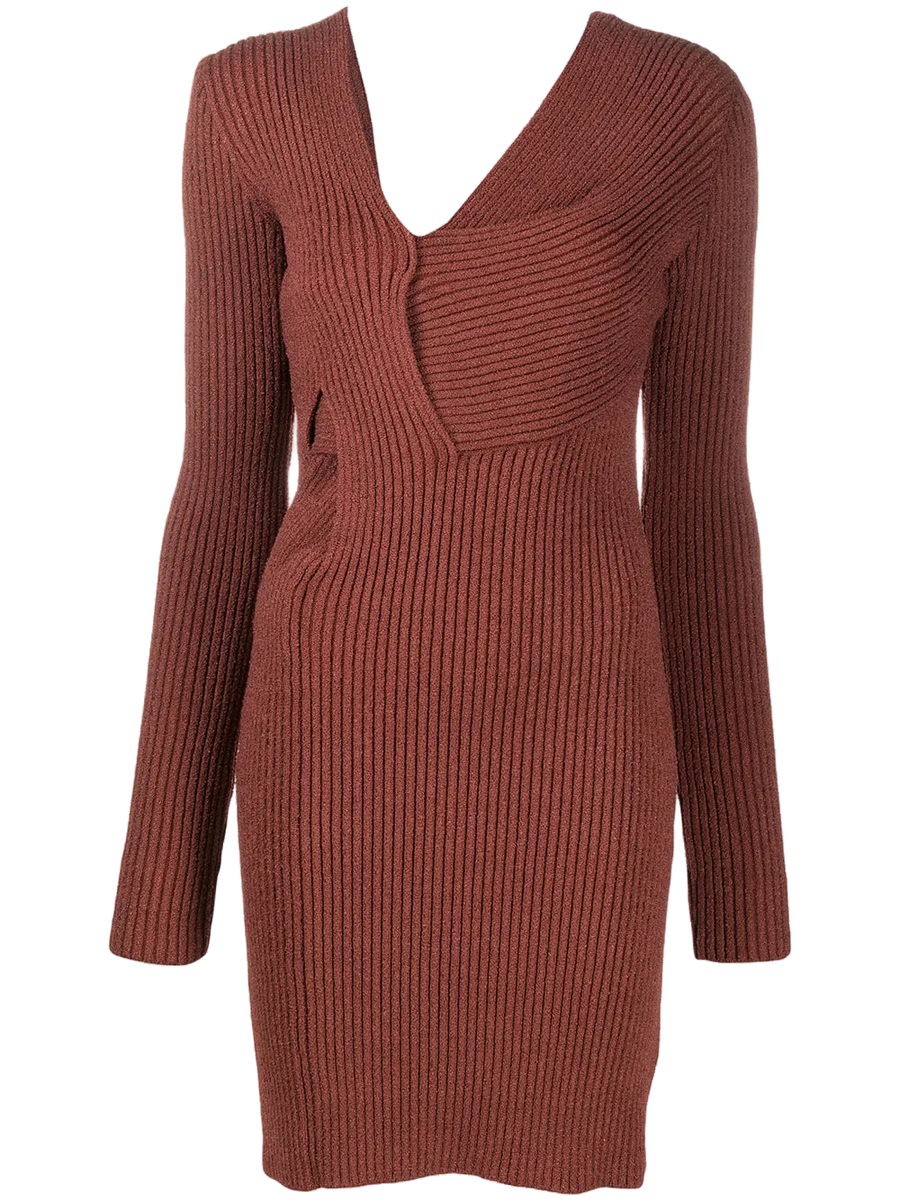 Bottega Veneta Silk blend knitted dress in brown