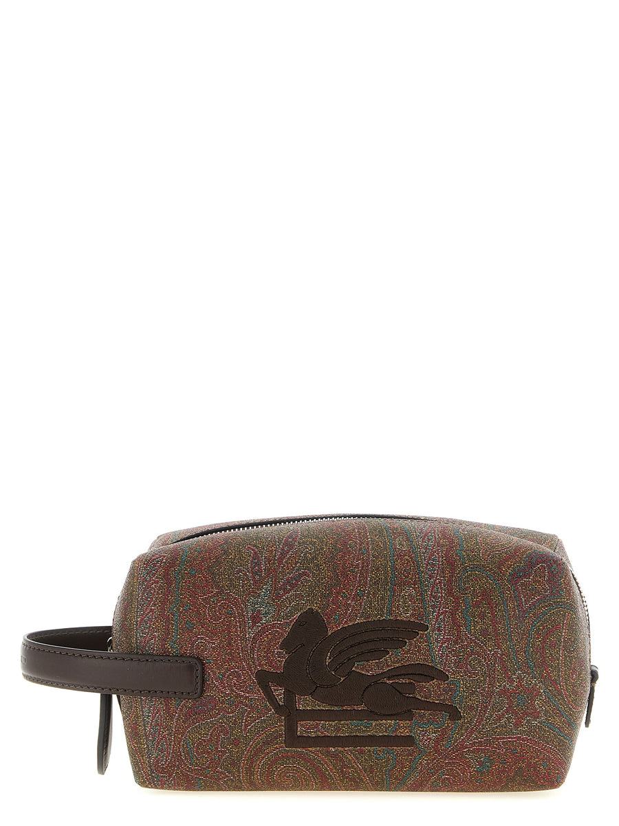 Etro 76% cotton travel wallet in brown