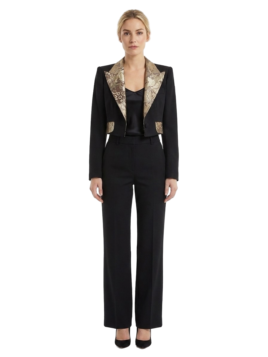 Black Elastane Blazer Clothing