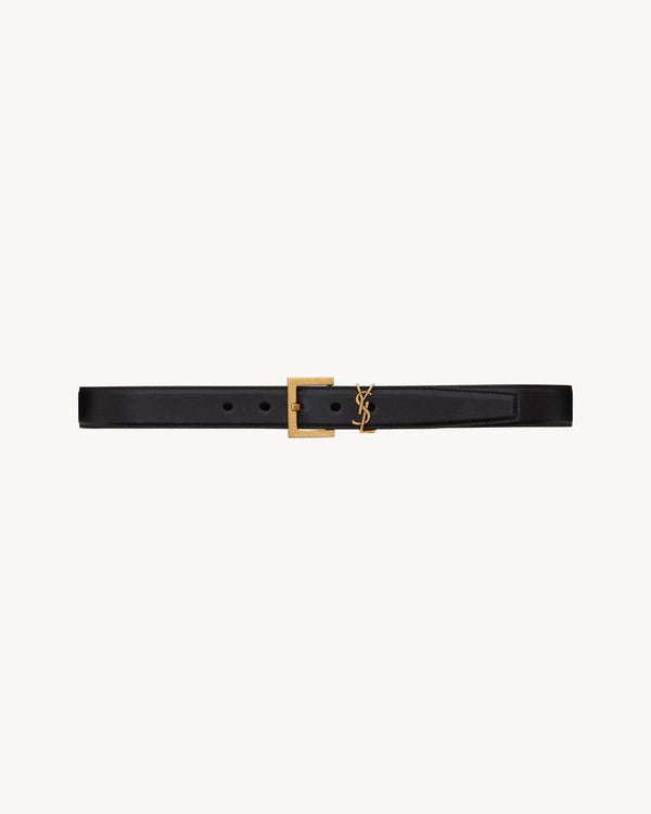 Saint Laurent Calfskin Leather belt in black