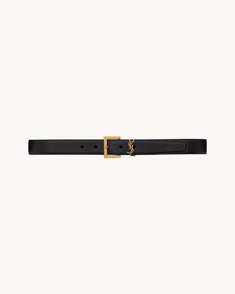 Saint Laurent Calfskin Leather belt in black