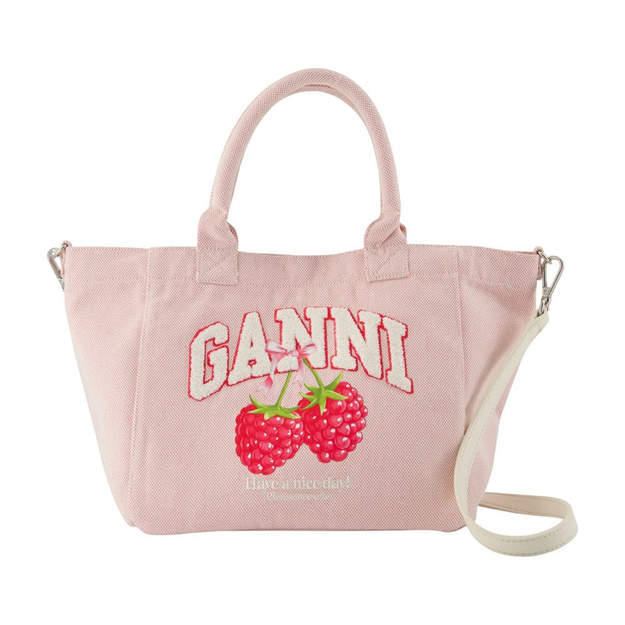 Ganni Cotton tote bag in pink