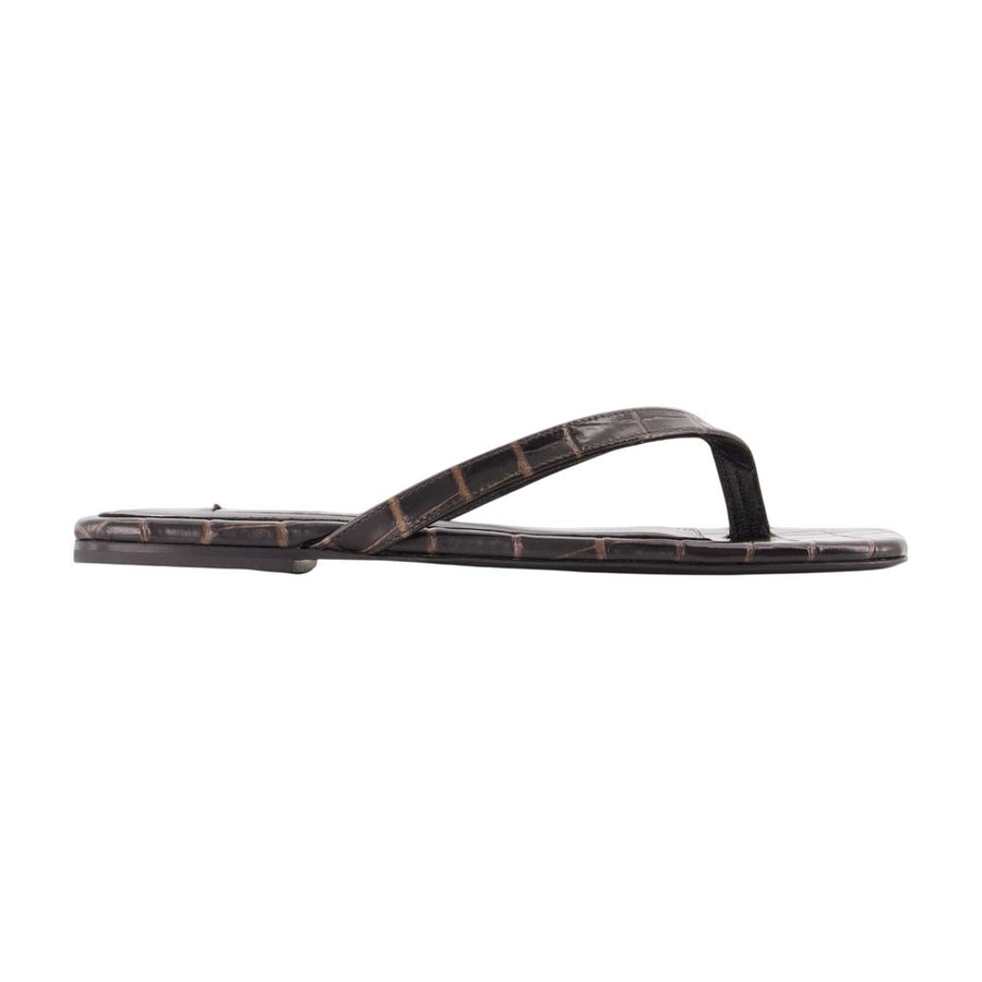 Croco Sandals - Toteme Leather Brown Calfskin Shoes /