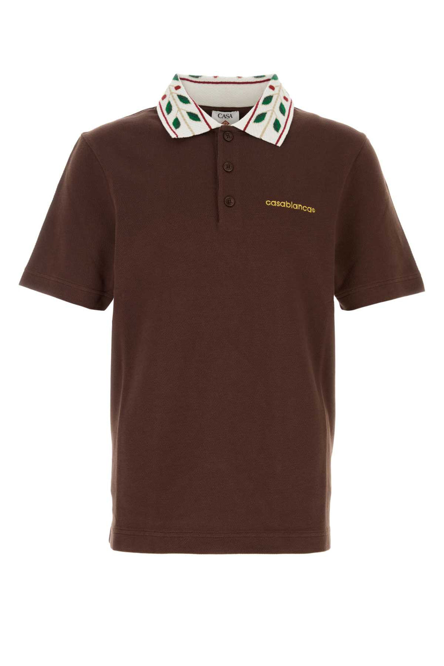 Brown Piquet Polo Shirt Exterior: Organic Cotton Maglieria