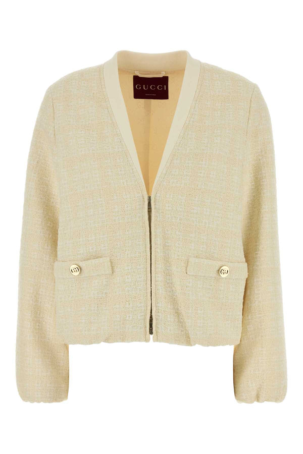 Gucci Exterior: 53% Cotton 30% Nylon 17% Wool; Lining: 100% Viscose blazer in beige