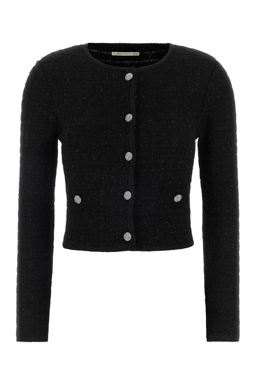 Alessandra Rich Knit 77% Polyester 23% Virgin wool cardigan in black