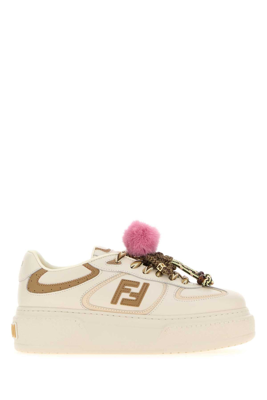 Fendi Exterior: 100% Calf; Interior: 100% Fabric; Sole: Rubber sneaker in beige