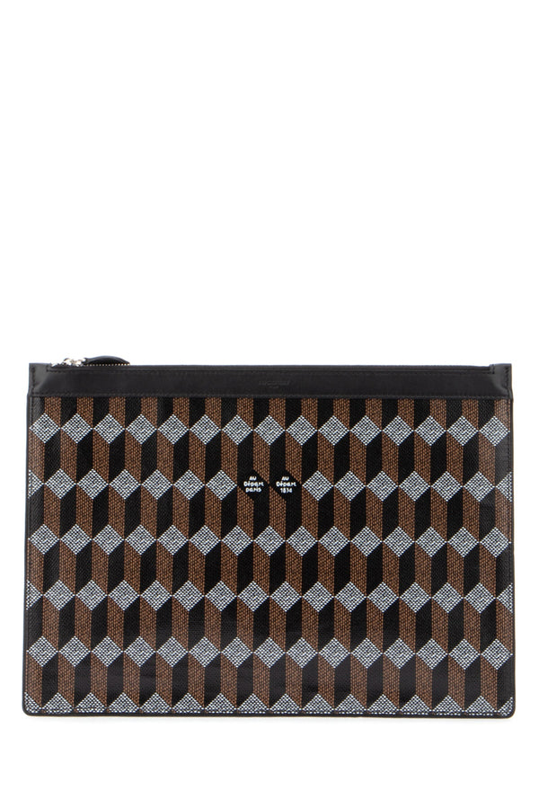 Au Depart Jacquard weave card case in black