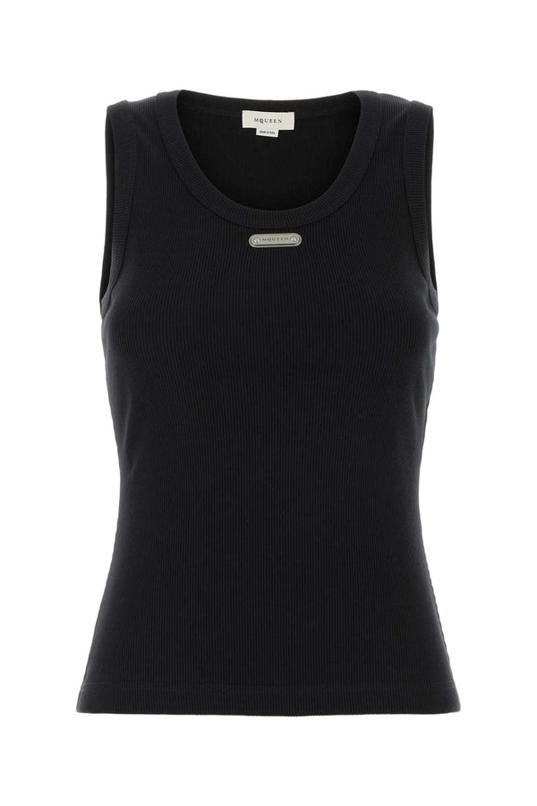 Alexander McQueen 98% Cotton tank top in black