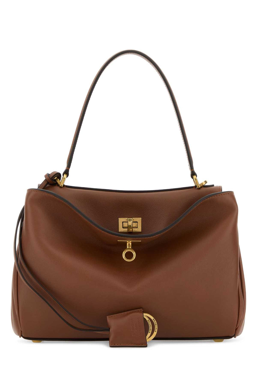 Balenciaga Handle T Domesticated Calf Leather 100% top handle bag in brown