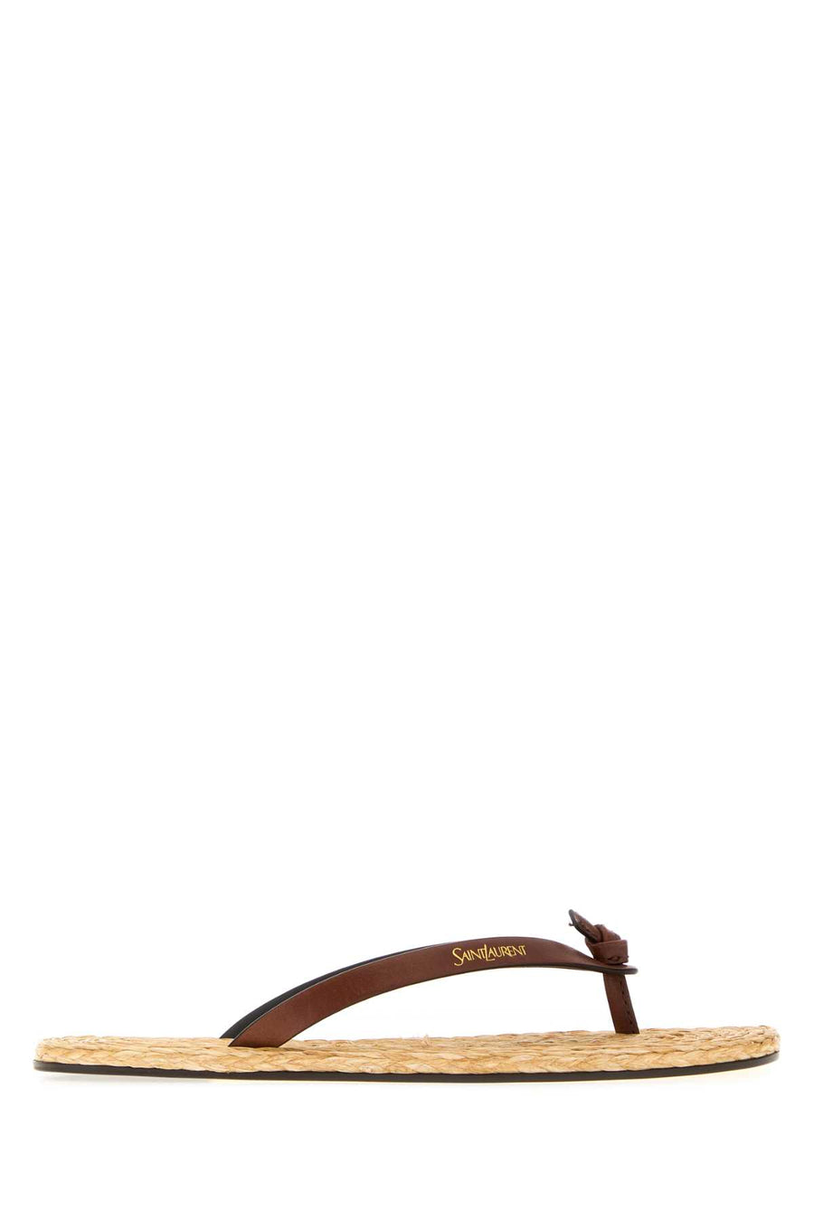 Saint Laurent Exterior: 100% Calf; Interior: 100% Raffia; Sole: Leather sandal in brown
