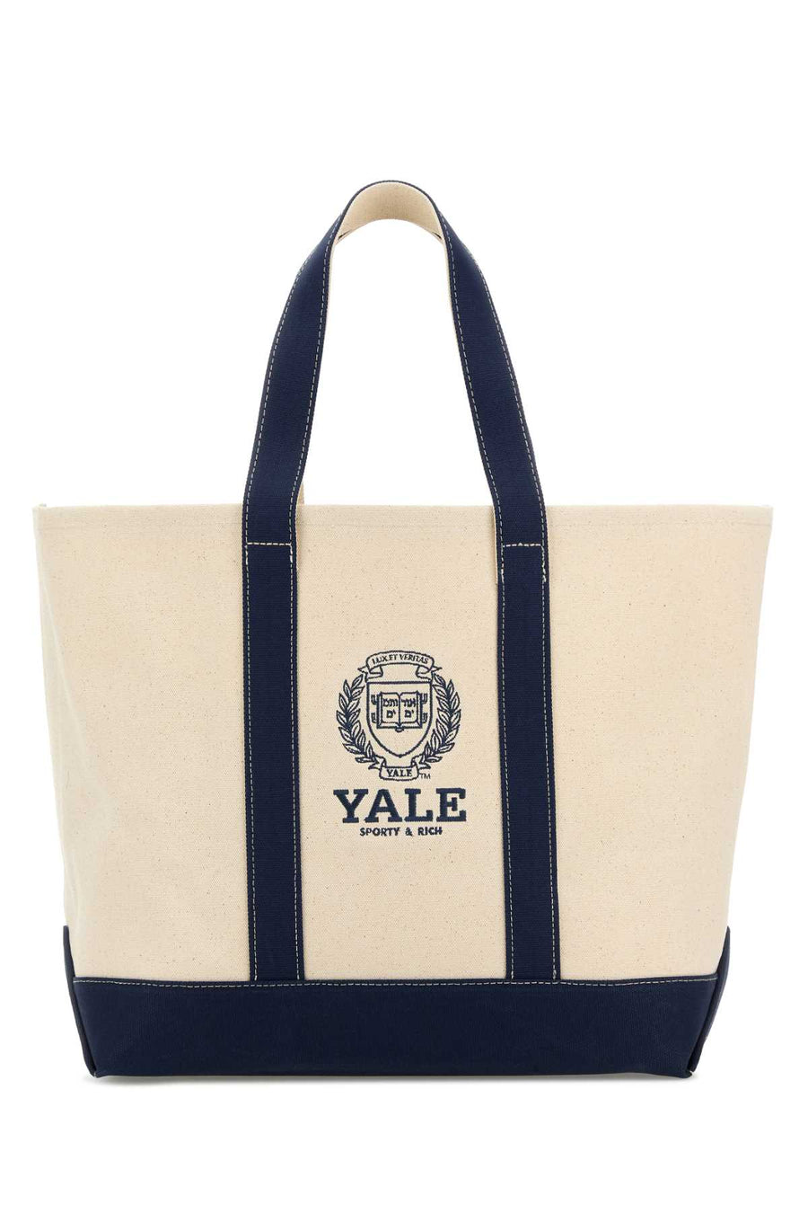 Sporty & Rich Crest Exterior: 100% Fabric tote bag in beige
