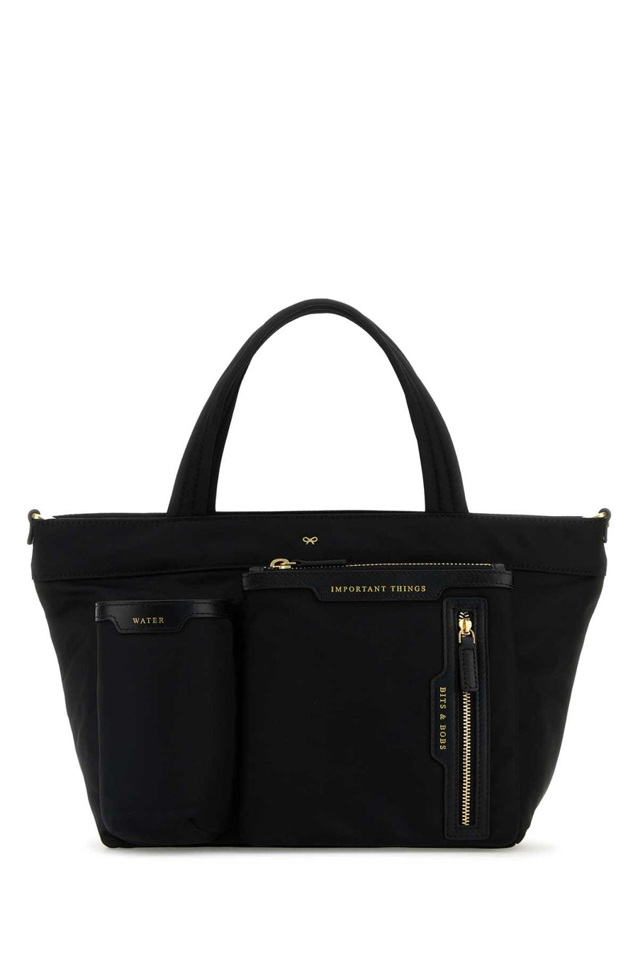 Anya Hindmarch 100% Econyl (100% Recycled Nylon) with 100% leather trim tote bag in black