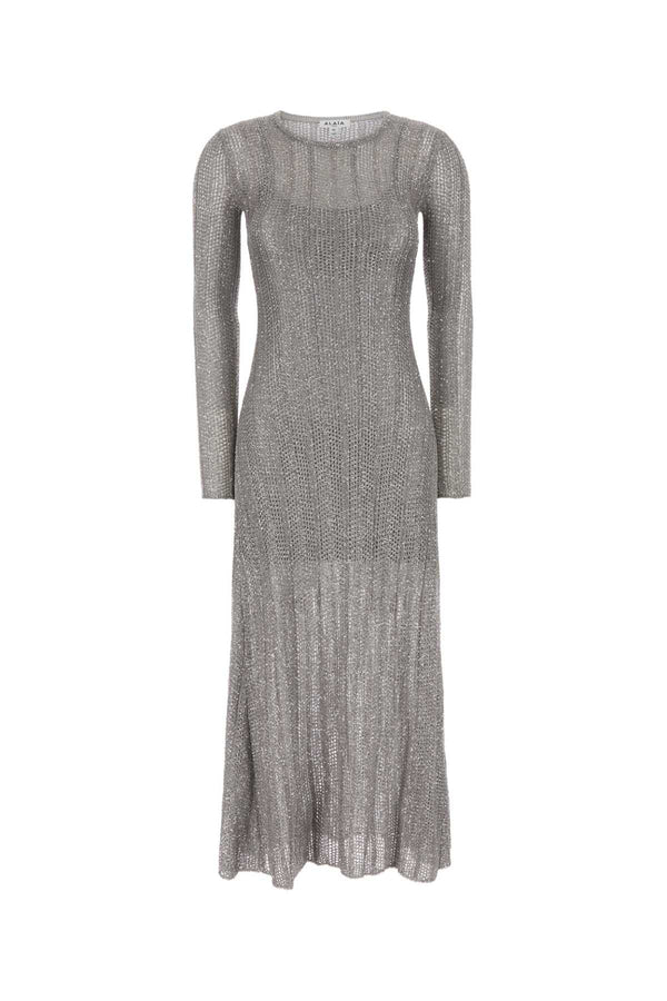 Silver Crochet Dress Gris/argent Abiti