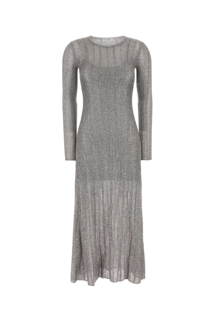 Silver Crochet Dress Gris/argent Abiti