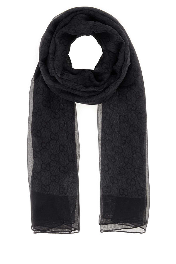 Gucci 100% Silk shawl in black
