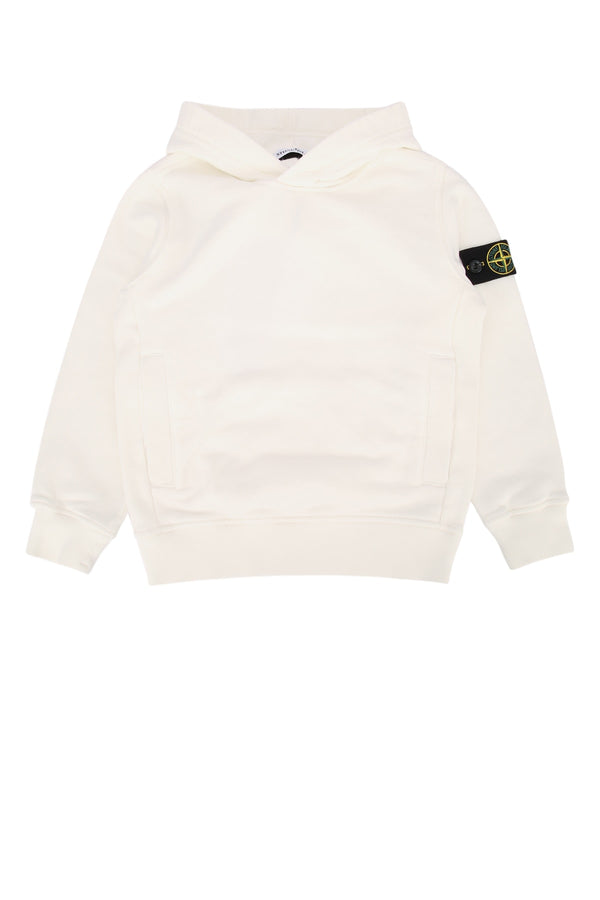 Stone Island Kids Sweater 100% Cotton hoodie in white