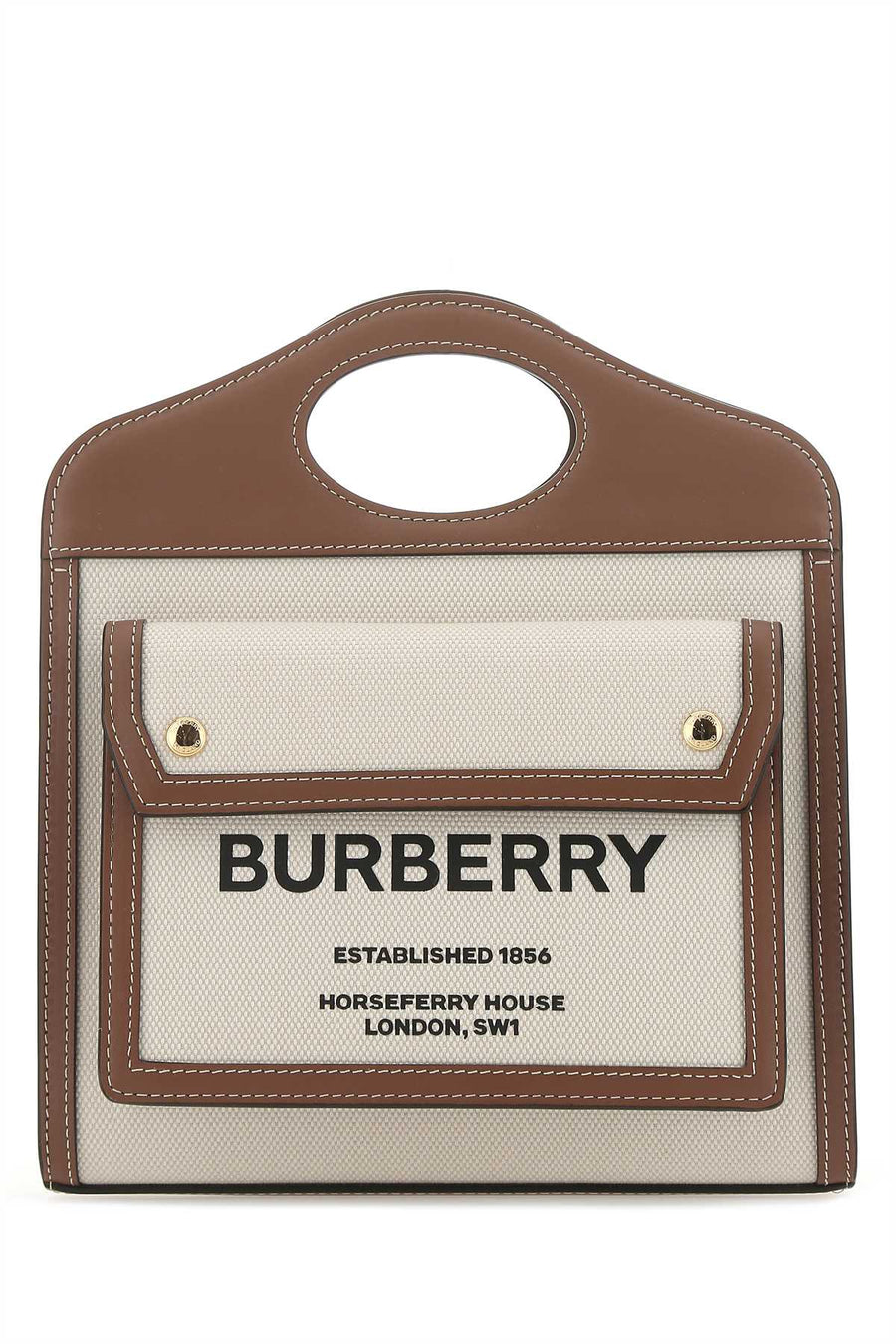 Burberry 92% cotton top handle bag in beige