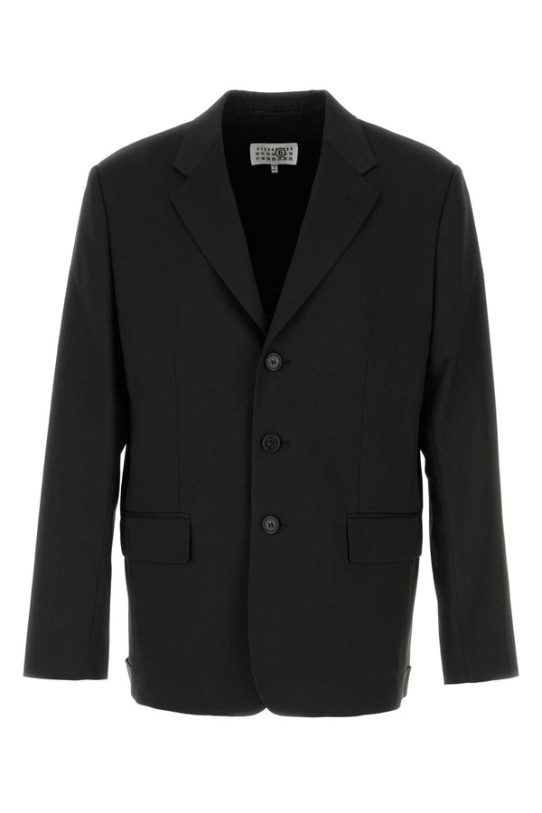 MM6 Maison Margiela Exterior: 69% Polyester 30% Viscose 1% Elastane; Lining: 100% Viscose blazer in black