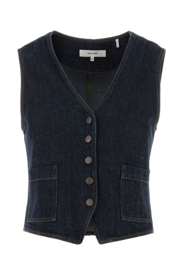 Frame Denim Exterior: 100% Cotton vest in blue
