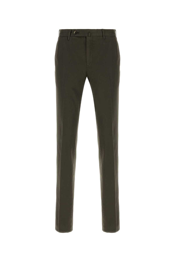 Dark Brown Stretch Cotton Blend Silkochino Pant Y177 Pantaloni