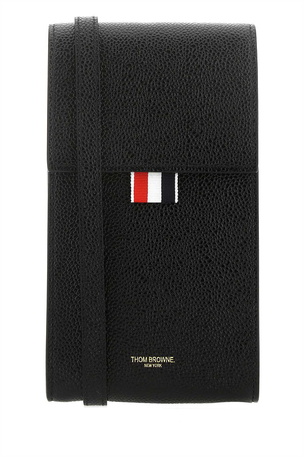 Thom Browne Cellulare Exterior: 100% Leather card case in black