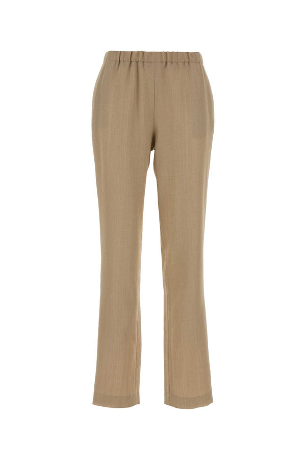 Loulou De Saison 65% Viscose trousers in beige