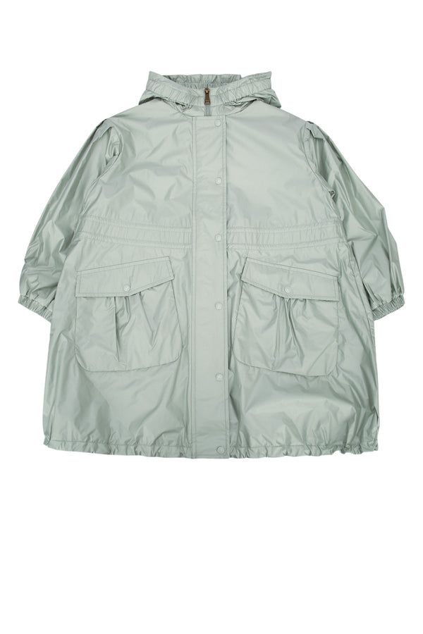 Moncler Jr Long Outer: 100% Polyamide/Nylon parka in cream