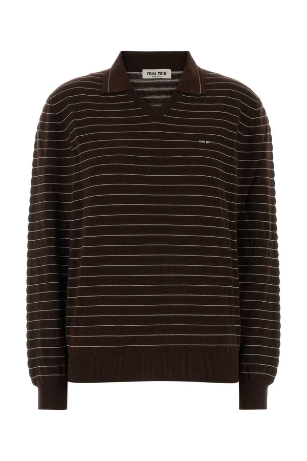 Embroidered Cotton Polo Shirt Cacao Exterior: Maglieria