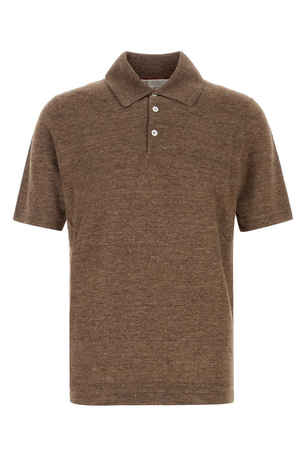 Brunello Cucinelli Sweater 77% Linen polo shirt in brown