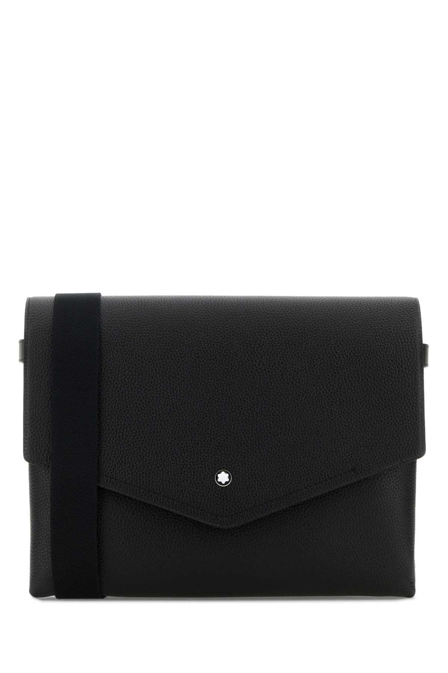 Montblanc Companion Exterior: 100% Leather; Lining: 100% Fabric; Finishing: Silver metal crossbody bag in black