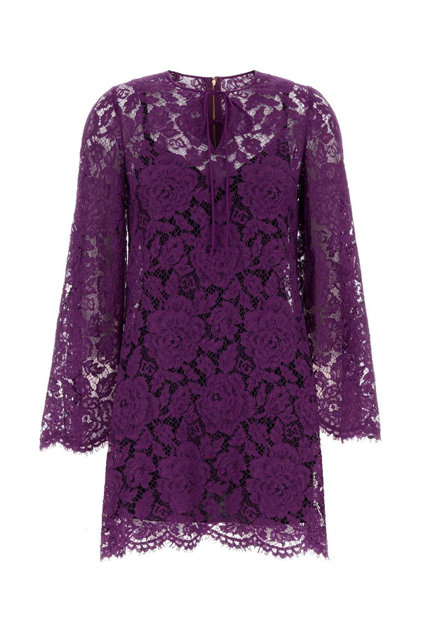 Dolce & Gabbana Pizzo Exterior: 35% Viscose 33% Cotton 22% Nylon 10% Silk Lining: 91% Silk 9% Elastane dress in purple