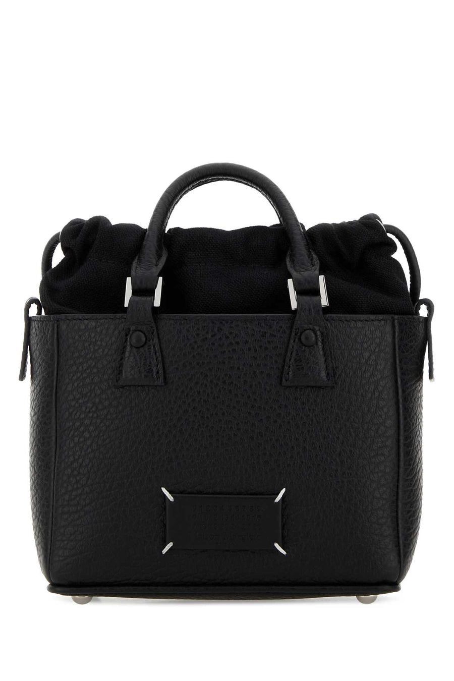 Maison Margiela Tote Body: 100% Bovine leather; Contrast: 79% Cotton top handle bag in black