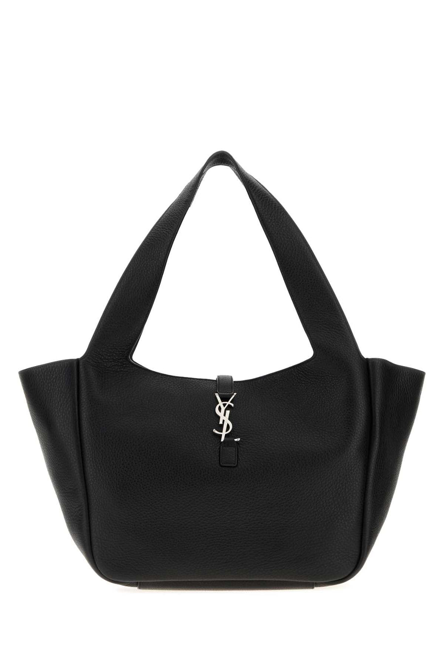 Saint Laurent Cabas Exterior: 100% Deer; Lining: 100% Leather; Finishing: Silver metal shoulder bag in black