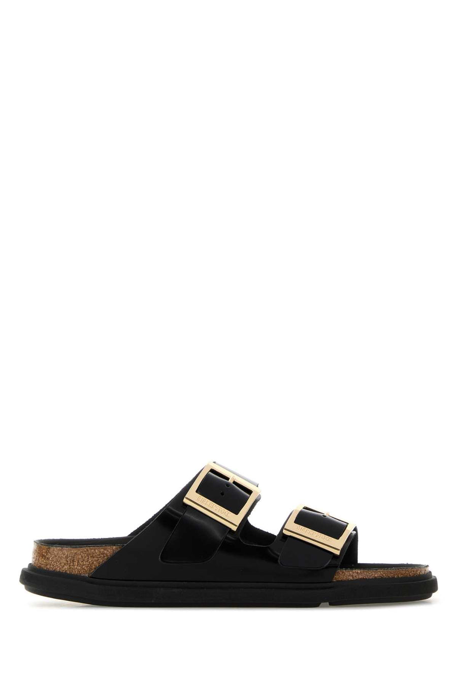Birkenstock Shine Exterior: 100% Leather slide in black