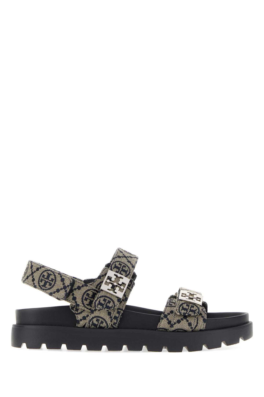 Tory Burch Monogram Exterior: 100% Fabric; Interior: 100% Leather; Sole: Rubber sandal in beige