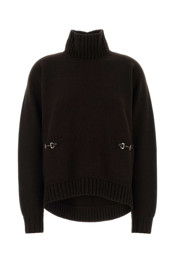 Brown Wool Blend Oversize Sweater Exterior: Cashmere Maglieria