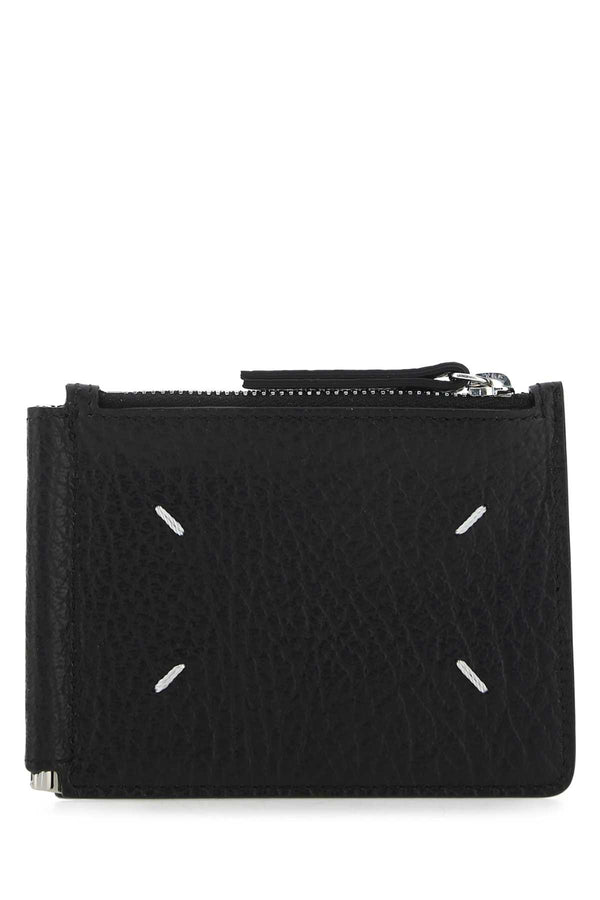 Maison Margiela Slim Body: 100% Bovine Leather; Lining: 100% Viscose; Hardware: 100% Brass card case in black